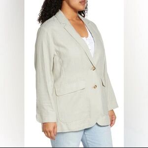 Madewell Breezewoven Larsen Linen Blend Blazer Ashen Sage Green Small NF481